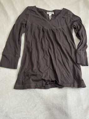 Abercrombie & Fitch Women's V-Neck Long Sleeve Tunic - charcoal brown